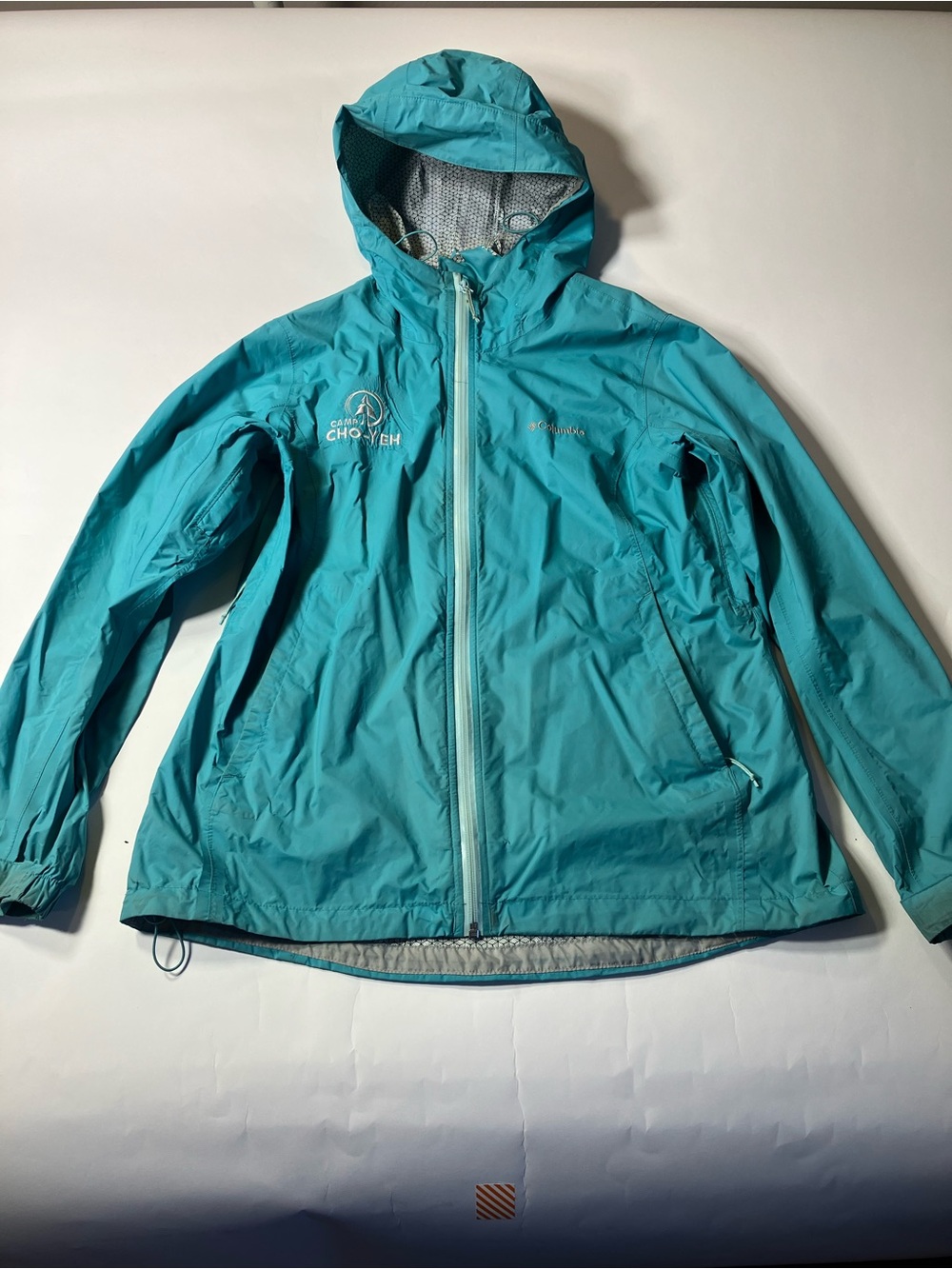 Columbia Teal Hooded Lightweight Rain Jacket
